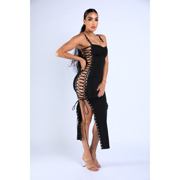 Women's Sides Tie Strapped Sleeveless Bodycon Maxi Dress Party Club Dress - Picture 9 of 16